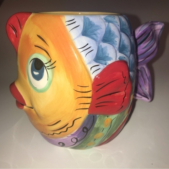 Dario Farrucci Designs Fish Mug Colorful Whimsical Hand Painted - Picture 1 of 10